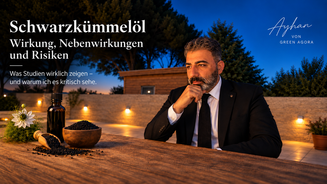Ayhan von Green Agora mit Schwarzkümmelöl und Schwarzkümmelsamen | kritische Einordnung zu Wirkung, Nebenwirkungen und Risiken