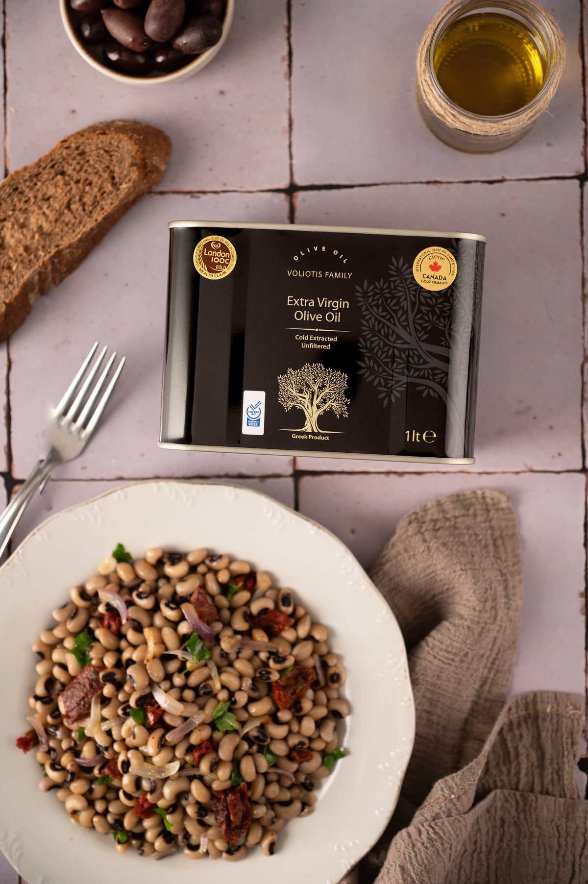 Voliotis Natives Olivenöl Extra 1L – Schwarze Edition Kanister | Premium aus Griechenland Kaltgepresst