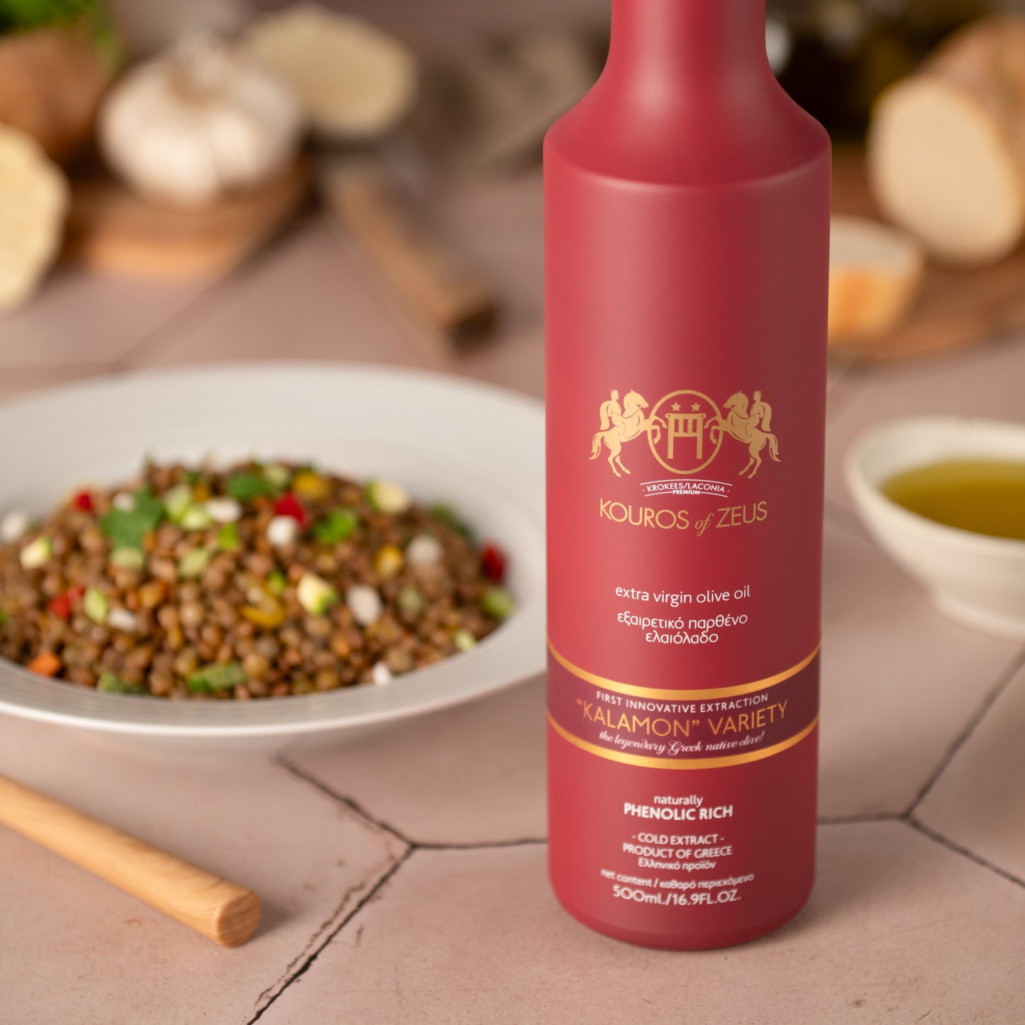 Kouros of Zeus Kalomon Extra Natives Olivenöl,Peloponnes 500 ml, Rote Flasche,Premiumqualität inkl. Versand