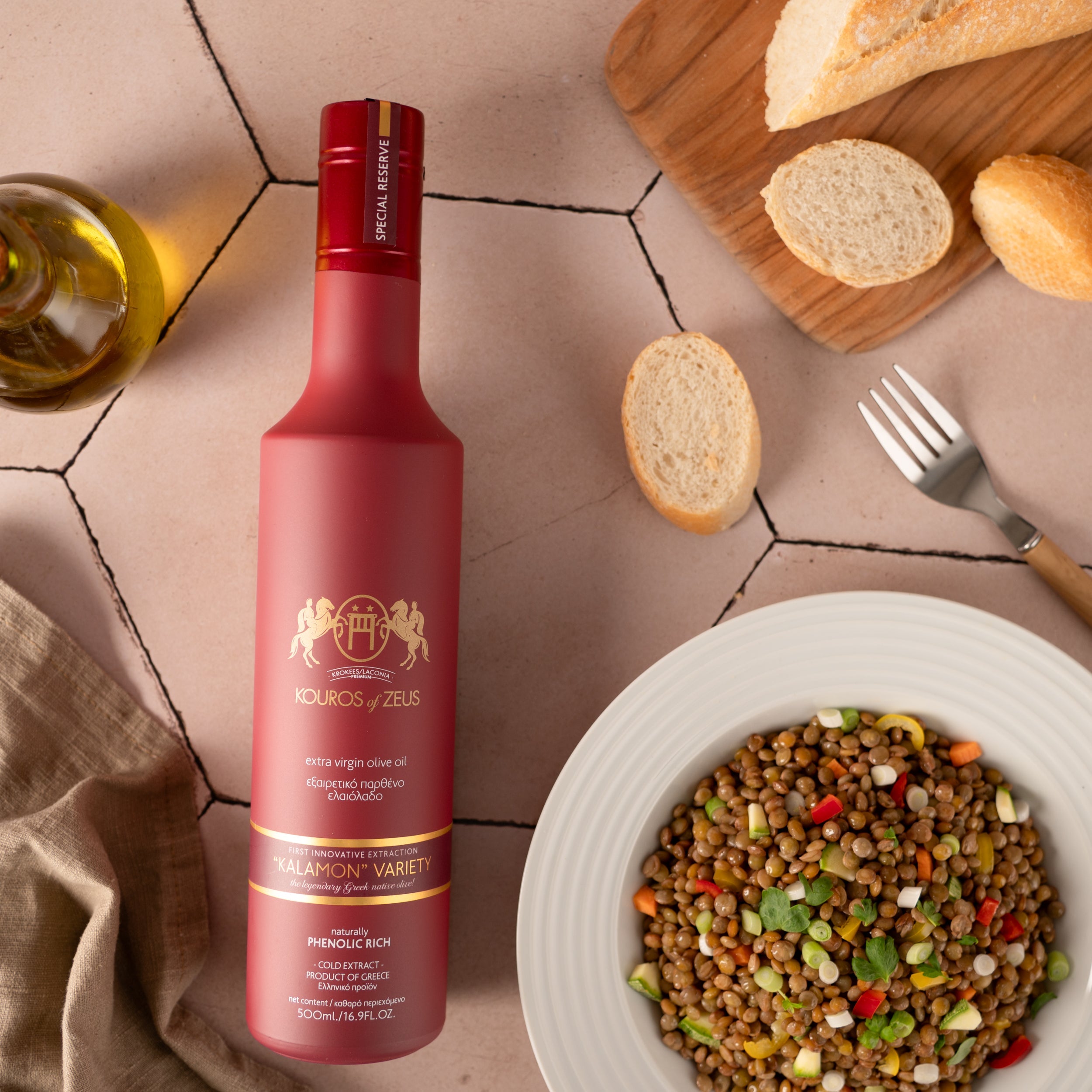 Olivenöl Exklusive Rote Edition 500ml | Kouros of Zeus | HOCO Oleocanthal | Frühernte Kalamon mit Polyphenol-Power