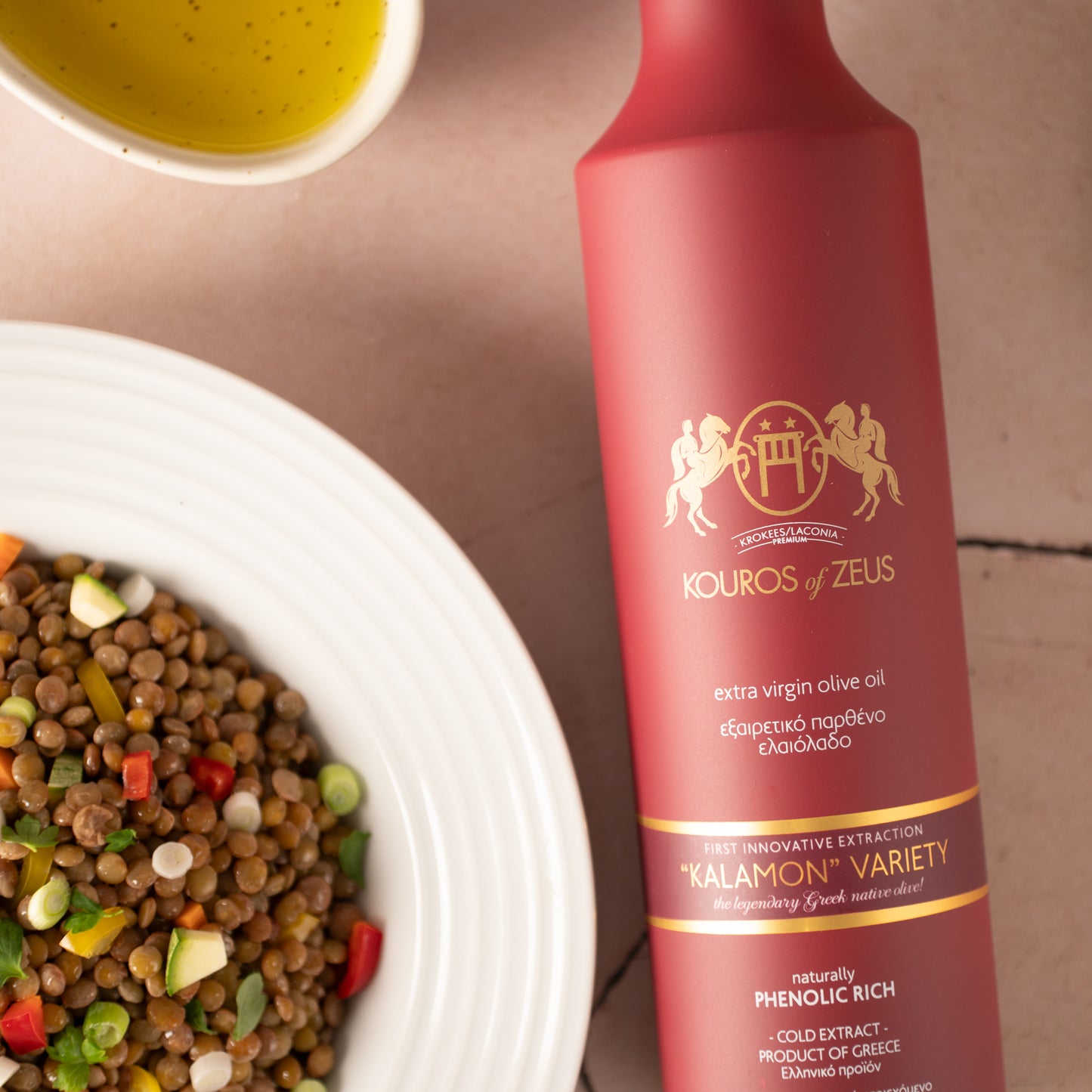 Kouros of Zeus Kalomon Extra Natives Olivenöl,Peloponnes 500 ml, Rote Flasche,Premiumqualität inkl. Versand