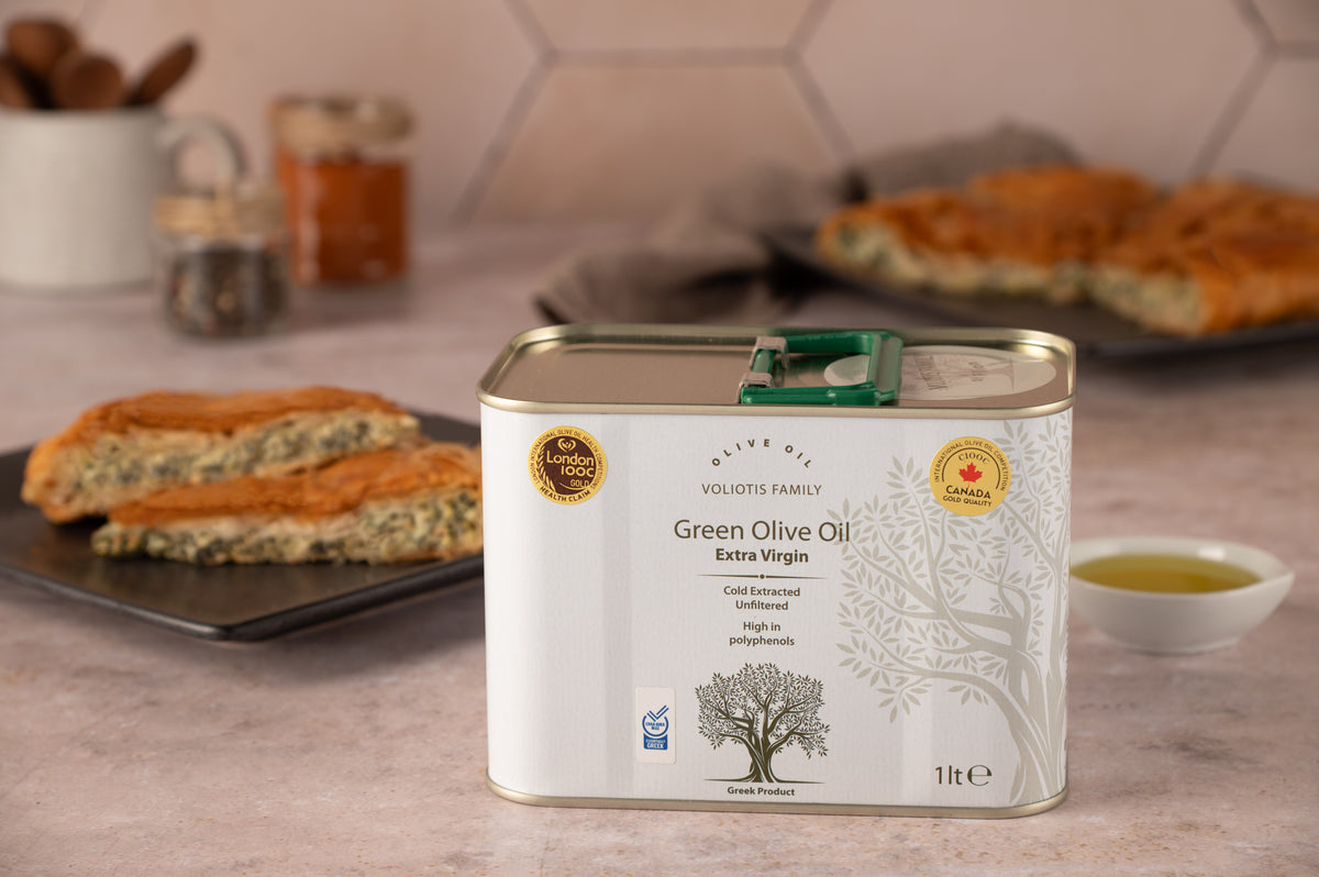 Voliotis Olivenöl Extra Nativ 1 L – Frühernte Weiße Edition Kanister aus Griechenland