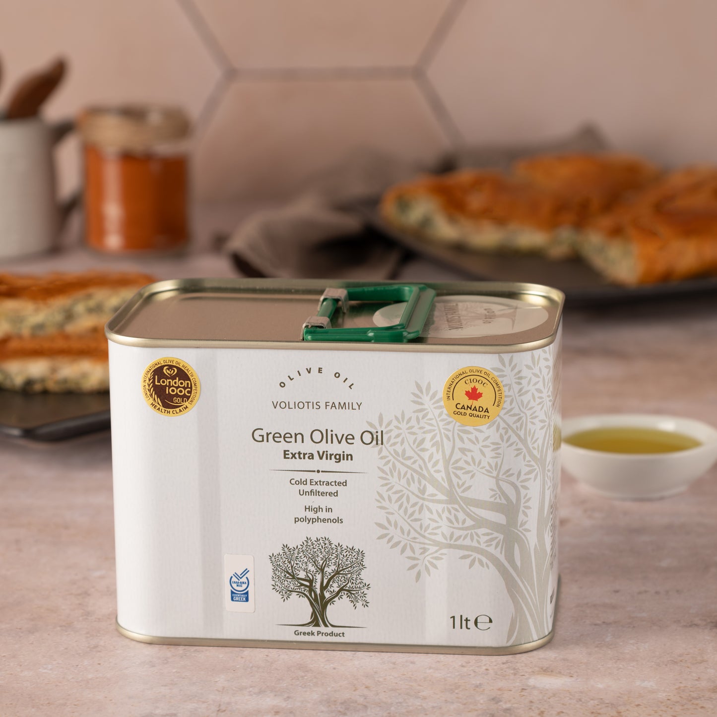Voliotis Natives Olivenöl Extra Frühernte 1L Kanister in Geschenktüte