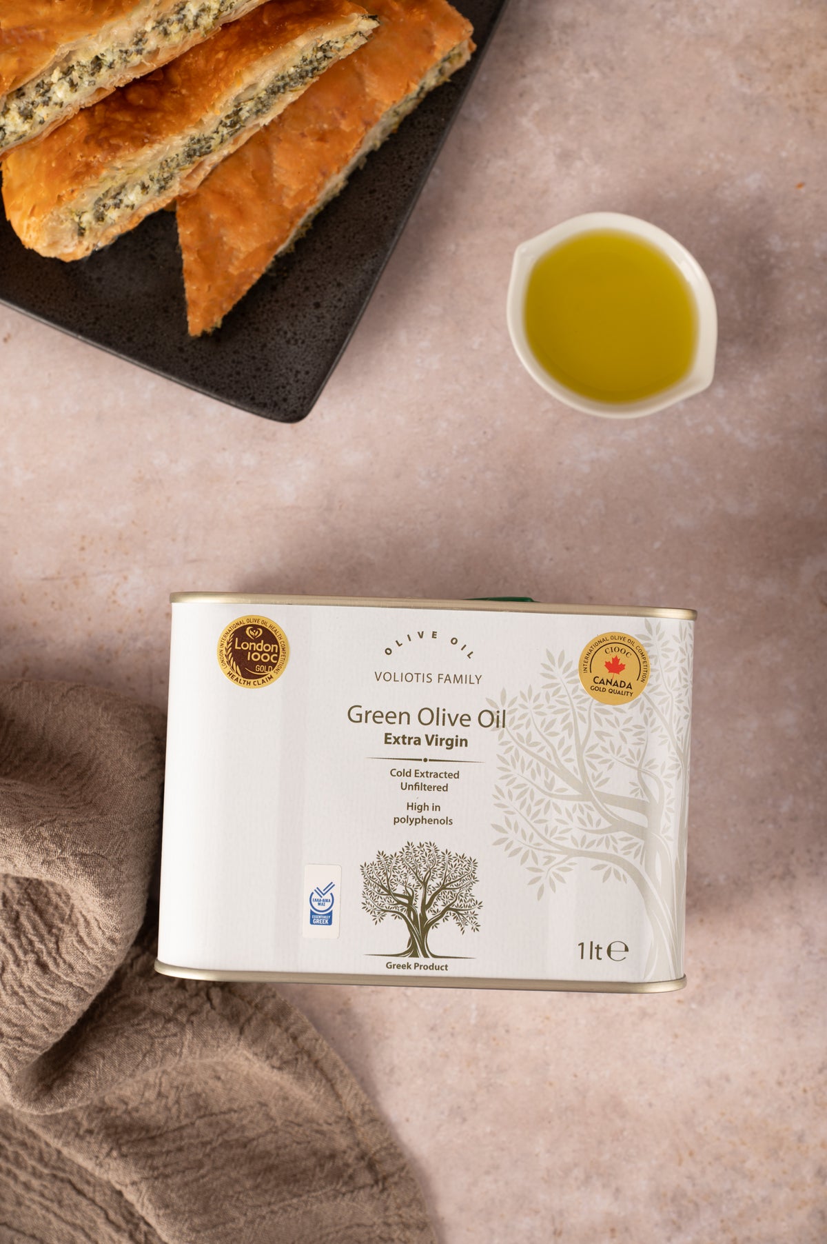 Voliotis Olivenöl Extra Nativ 1 L – Frühernte Weiße Edition Kanister aus Griechenland