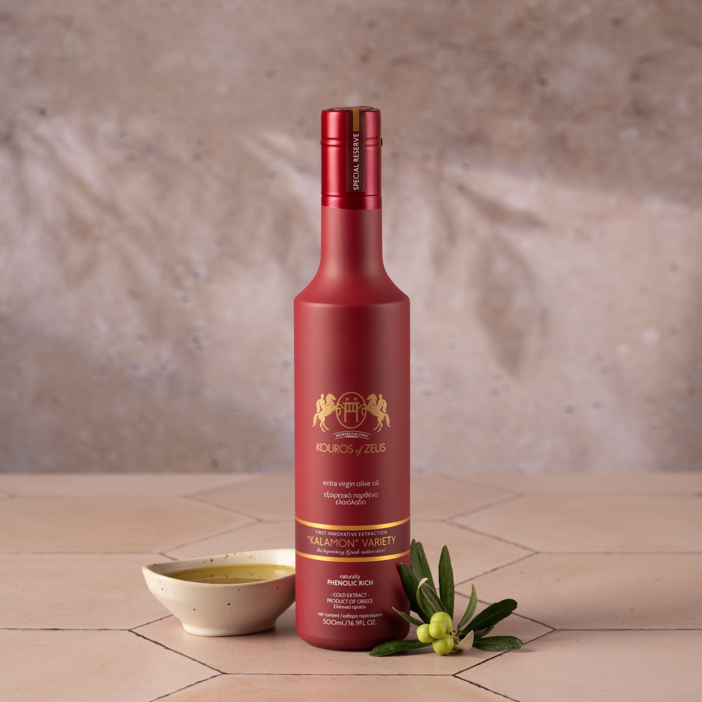 Kouros of Zeus Natives Olivenöl Extra Frühernte 500ml Flasche in edler Box
