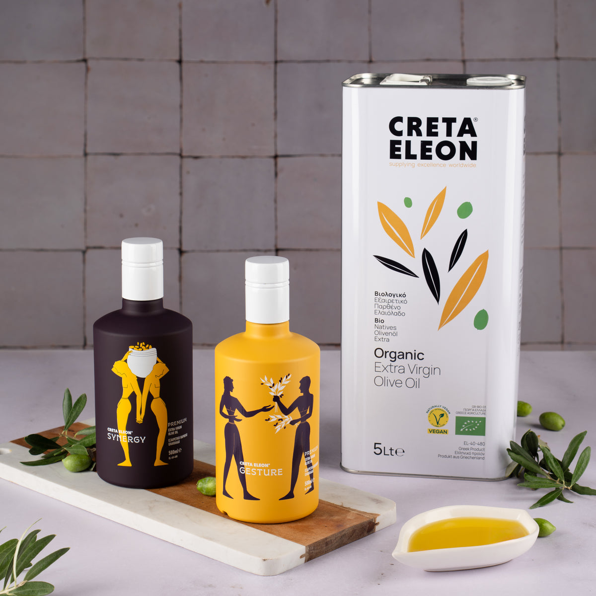Creta Eleon Olivenöl Set 6 Liter | Bio 5 Liter Kanister | Gesture & Synergy 500 ml