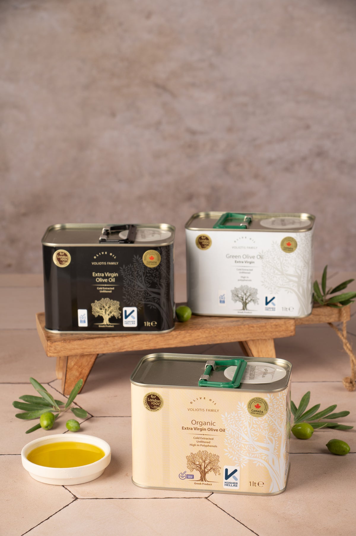 Voliotis Olivenöl Kanister Set 3×1 L – Bio, Frühernte & Extra Nativ
