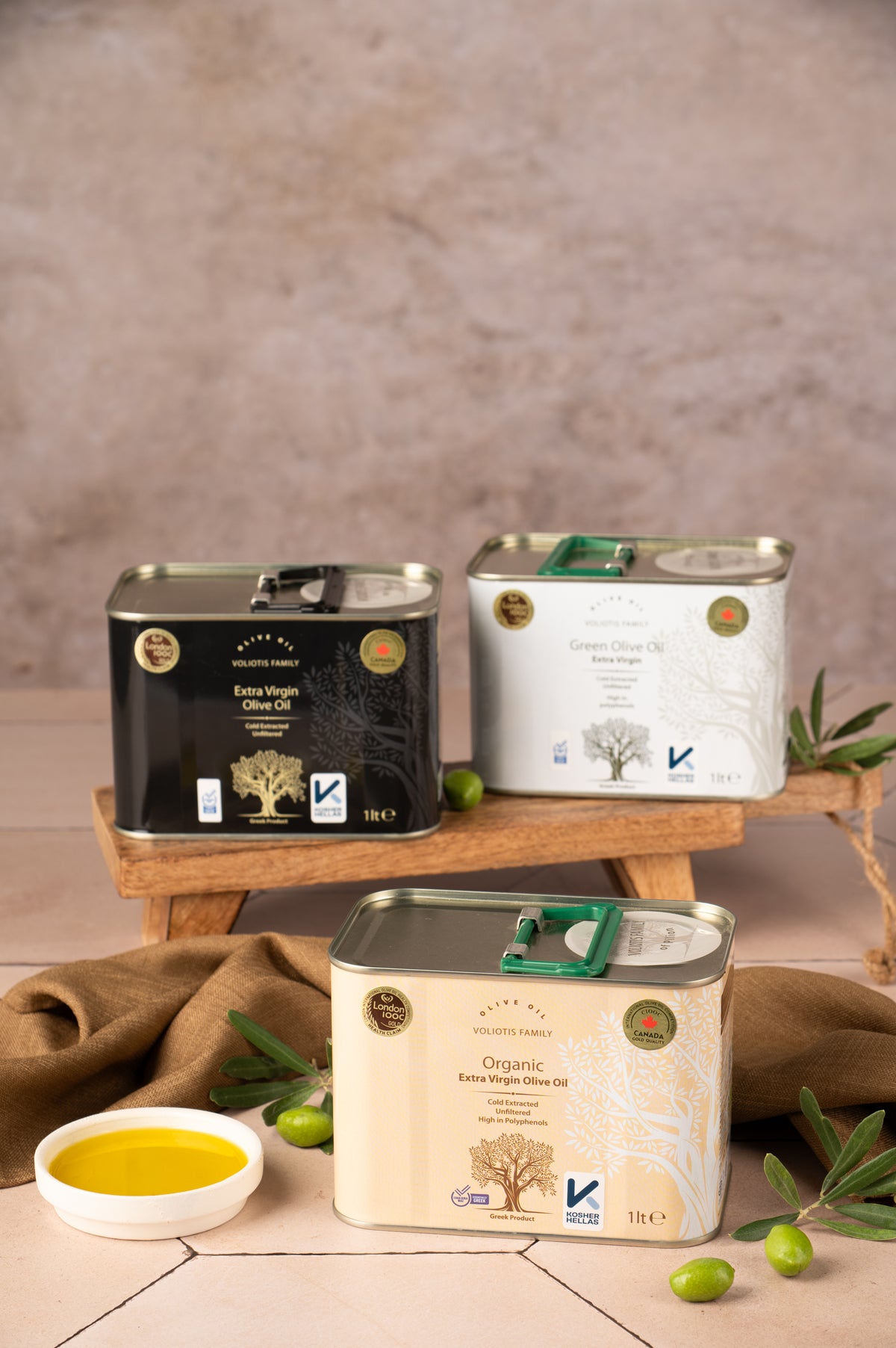 Voliotis Olivenöl Kanister Set 3×1 L – Bio, Frühernte & Extra Nativ