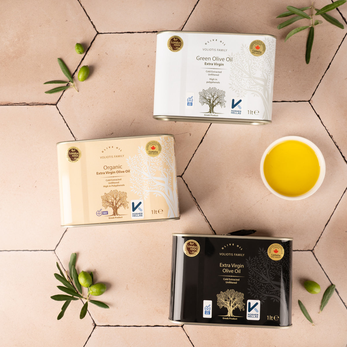 Voliotis Olivenöl Kanister Set 3×1 L – Bio, Frühernte & Extra Nativ