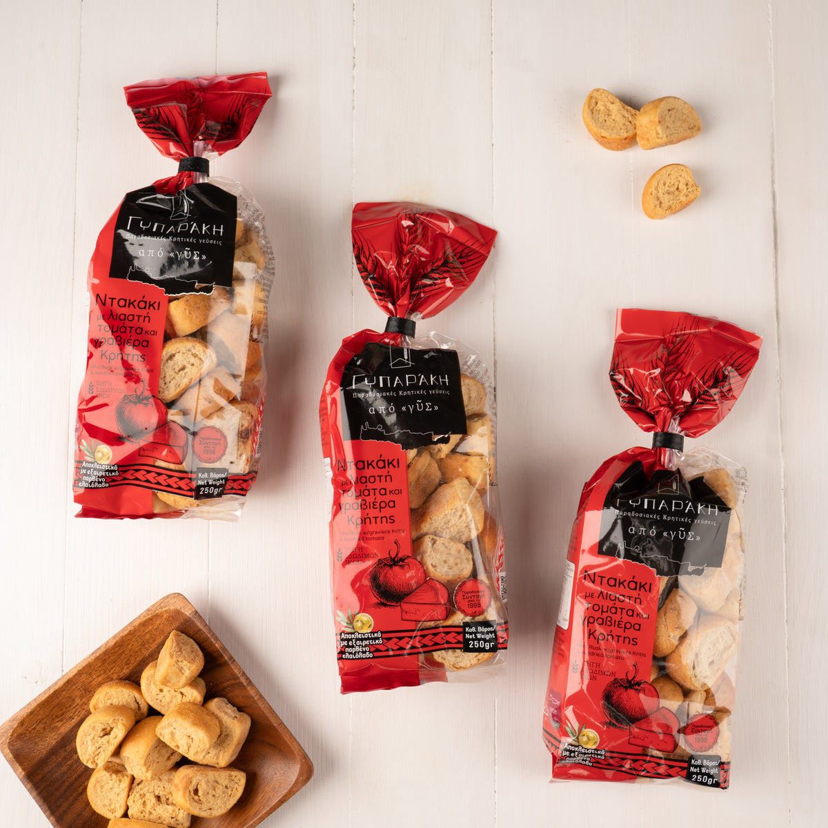 Gyparaki Dakaki | 3er Set | Kretisches Brot mit Graviera & Tomate | 3x 250g