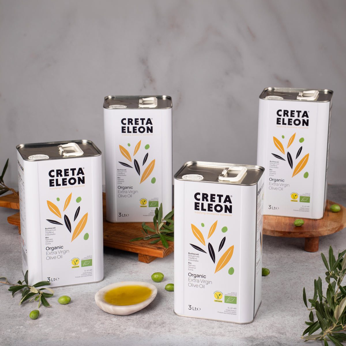 Bio Olivenöl 3L | Creta Eleon | 4er Set | HOCO | Extra Natives Premium Kaltgepresst aus Kreta | Kanister