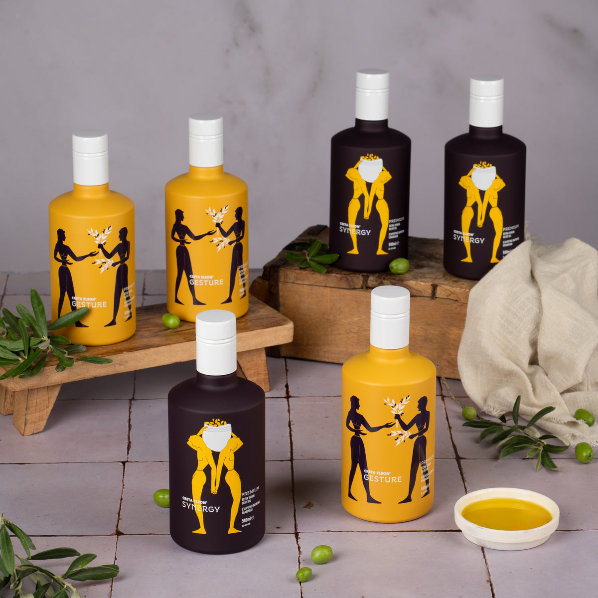 Creta Eleon Olivenöl Set 6×500 ml | 3× Gesture und 3× Synergy | Koroneiki aus Kreta