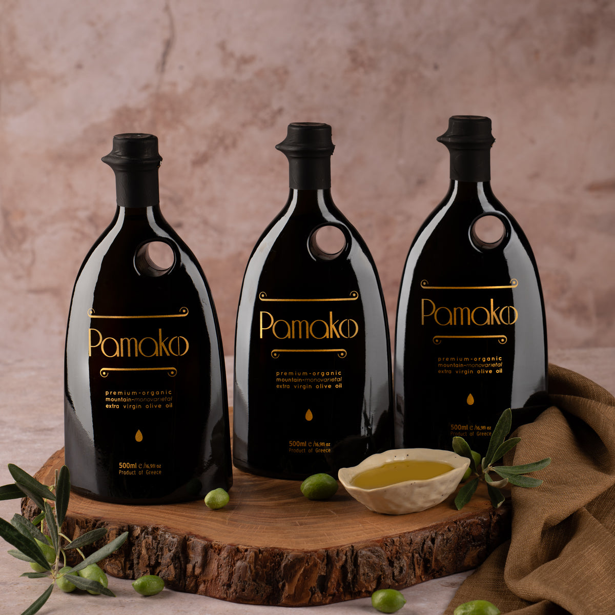 Pamako Bio Mono Gold Olivenöl Set 3×500 ml – HOCO High Oleocanthal