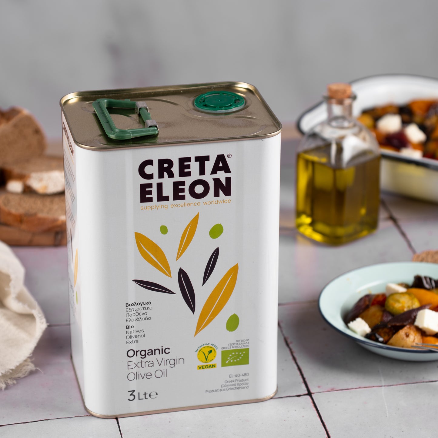 Creta Eleon 3 Liter Kanister Natives Olivenöl Extra Kaltgepresst Bio Gourmet aus Kreta