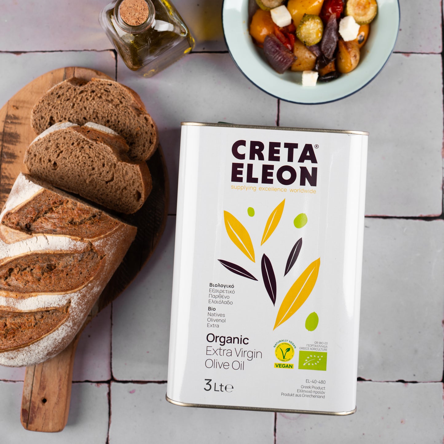 Creta Eleon 3 Liter Kanister Natives Olivenöl Extra Kaltgepresst Bio Gourmet aus Kreta