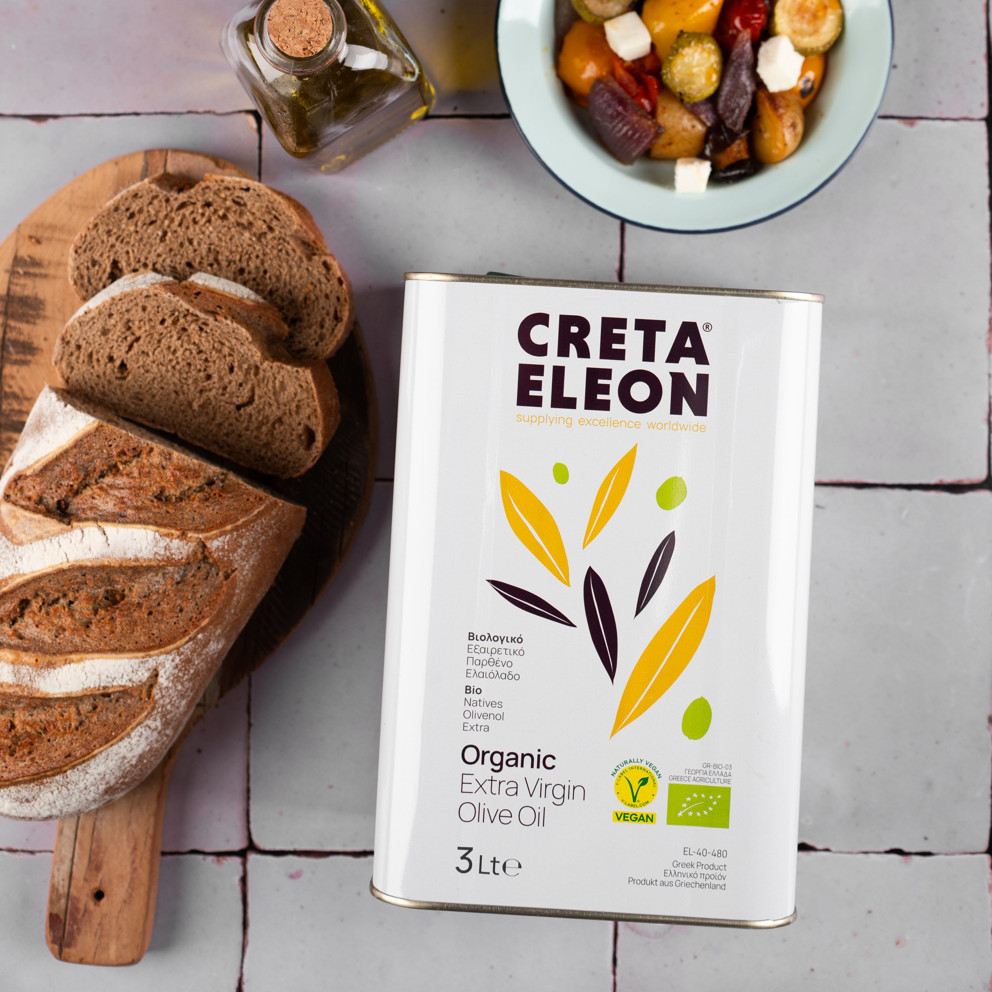 Bio Olivenöl 3L | Creta Eleon | 4er Set | HOCO | Extra Natives Premium Kaltgepresst aus Kreta | Kanister