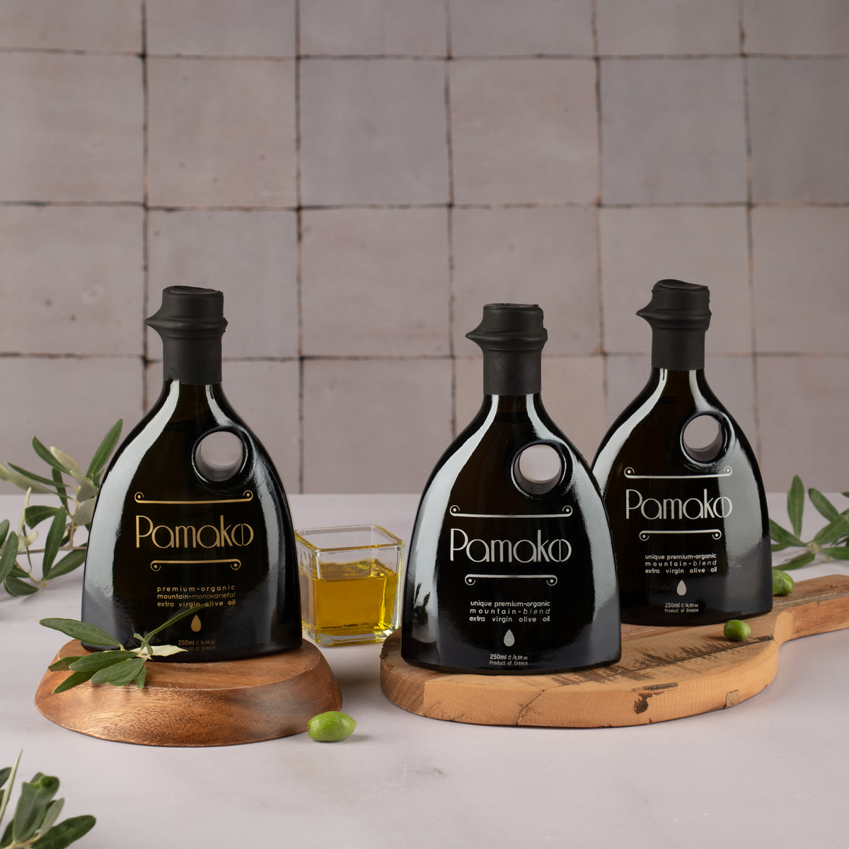 Pamako Bio Olivenöl Set 3×250 ml | 2× Silver Blend & 1× Gold Monovarietal