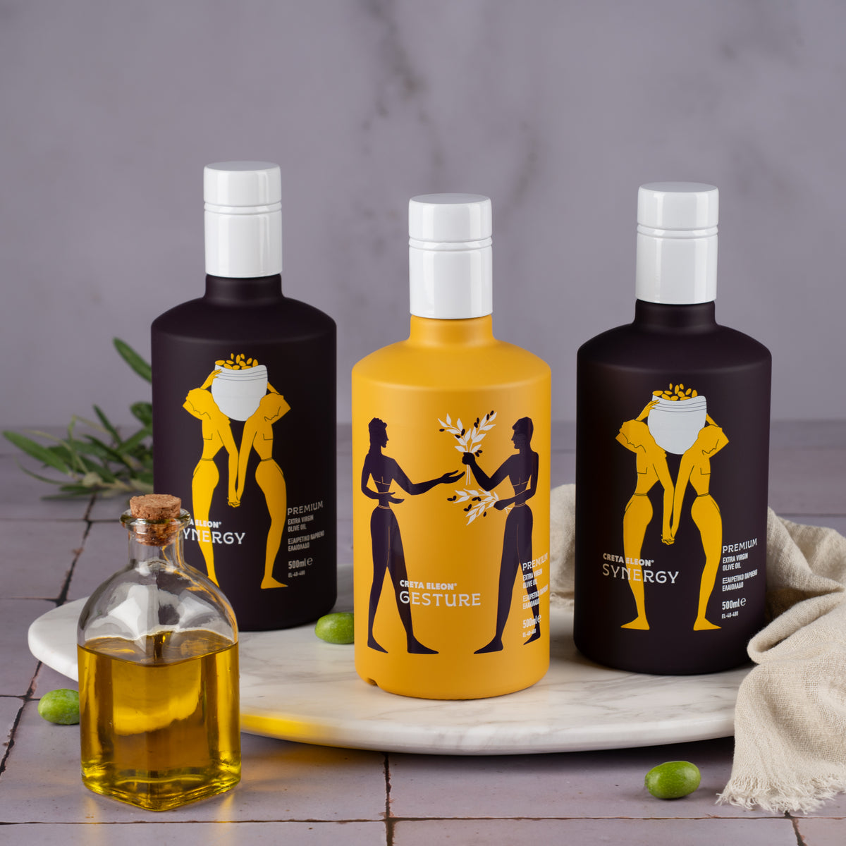 Creta Eleon Olivenöl Set 3×500 ml | 2× Synergy und 1× Gesture | Koroneiki aus Kreta