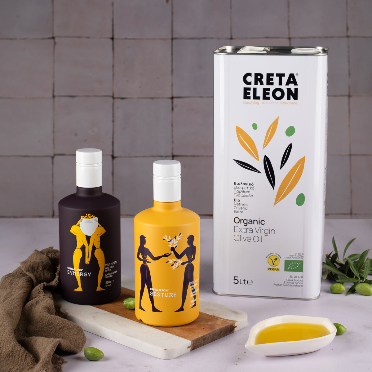 Creta Eleon Olivenöl Set 6 Liter | Bio 5 Liter Kanister | Gesture & Synergy 500 ml