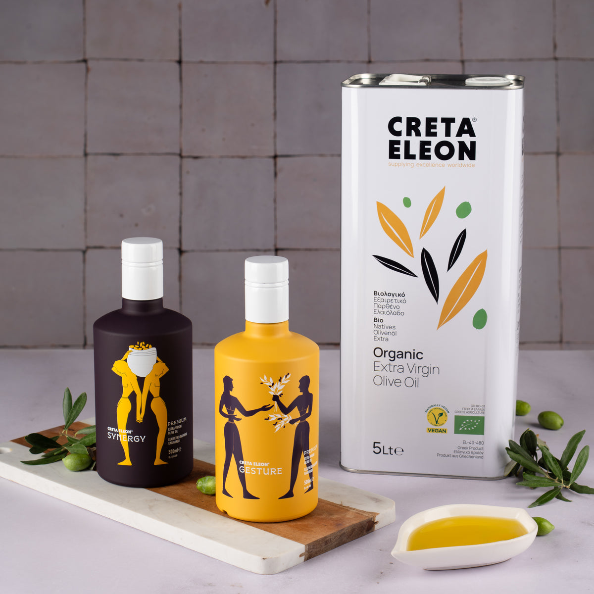 Creta Eleon Olivenöl Set 6 Liter | Bio 5 Liter Kanister | Gesture & Synergy 500 ml