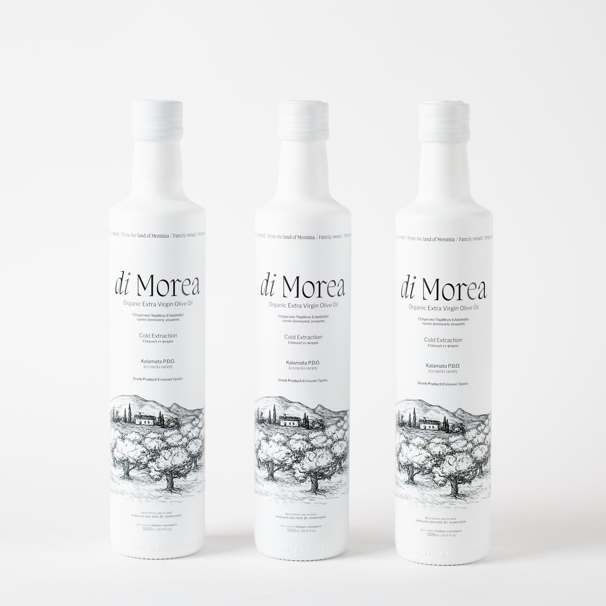 Di Morea Bio Olivenöl Set 3×500 ml – PDO Kalamata HOCO Weiße Edition