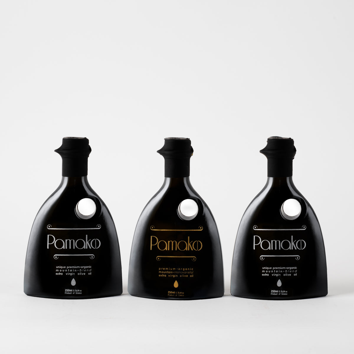 Pamako Bio Olivenöl Set 3×250 ml | 2× Silver Blend & 1× Gold Monovarietal