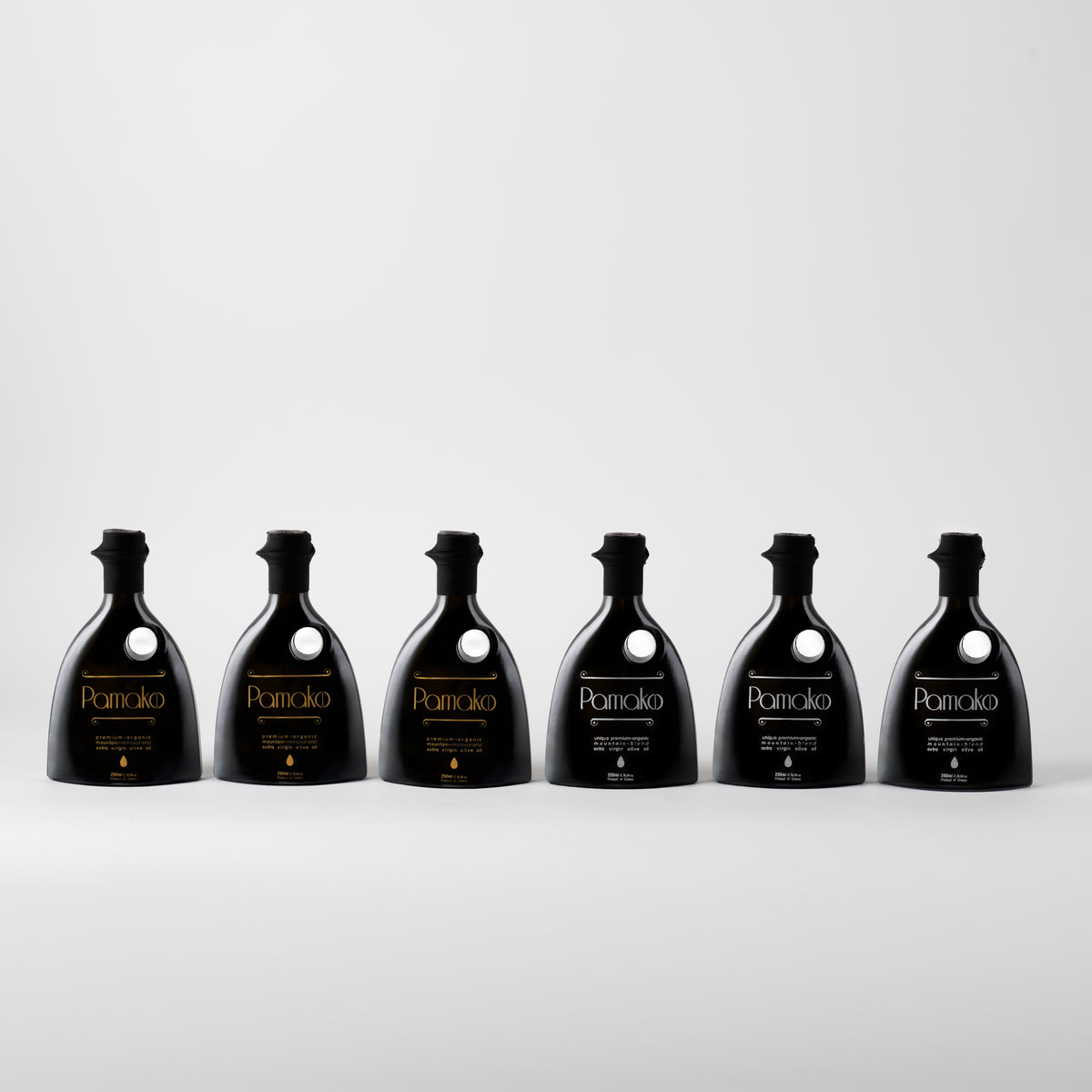 Pamako Bio Olivenöl Set 6×250 ml | 3× Gold Monovarietal & 3× Silver Blend
