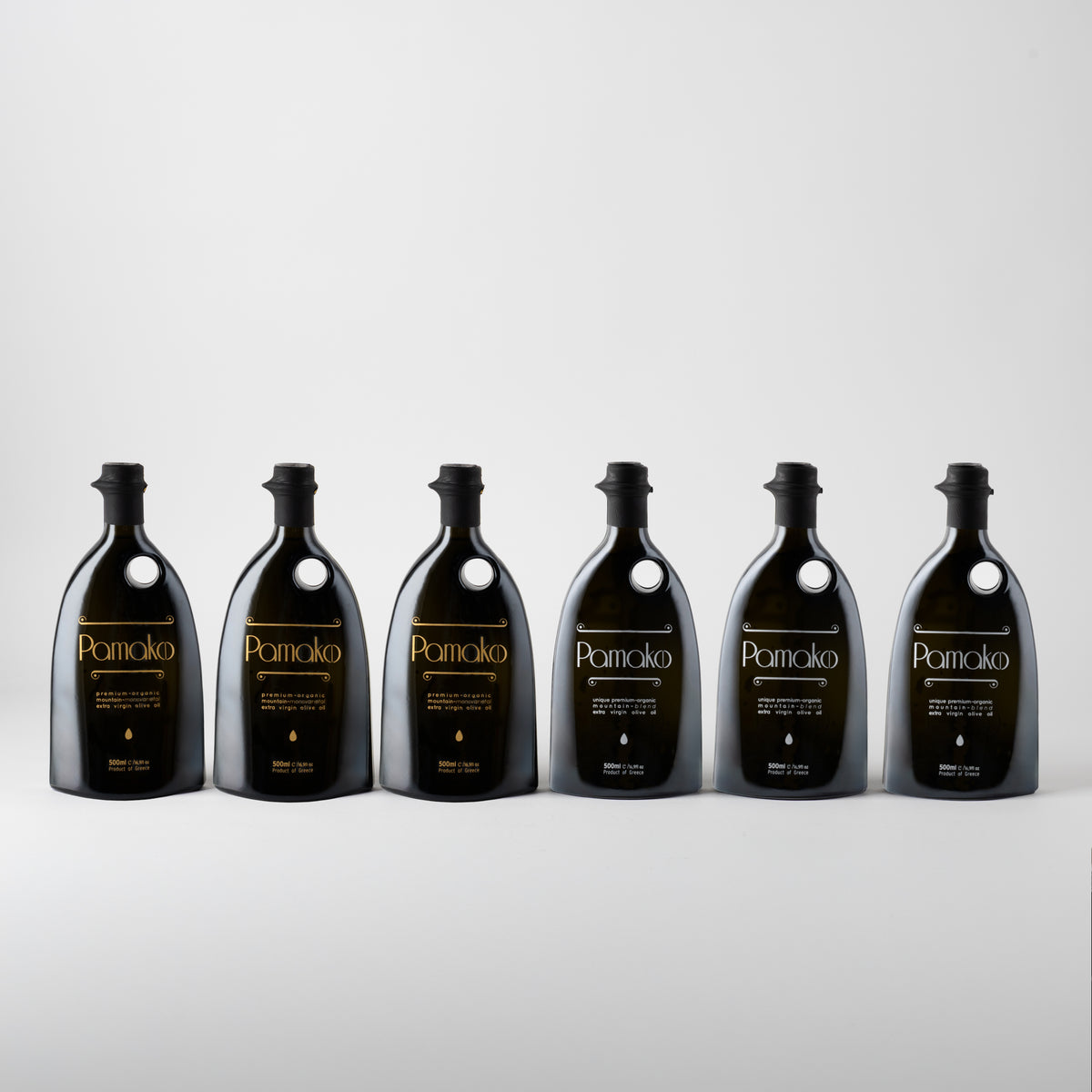 Pamako Bio Olivenöl Set 6×500 ml | 3× Gold Monovarietal & 3× Silver Blend