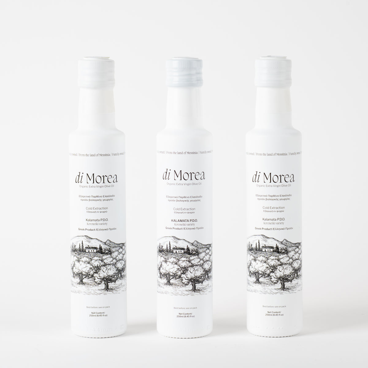 Di Morea Bio Olivenöl Set 3×250 ml – PDO Kalamata HOCO Weiße Edition