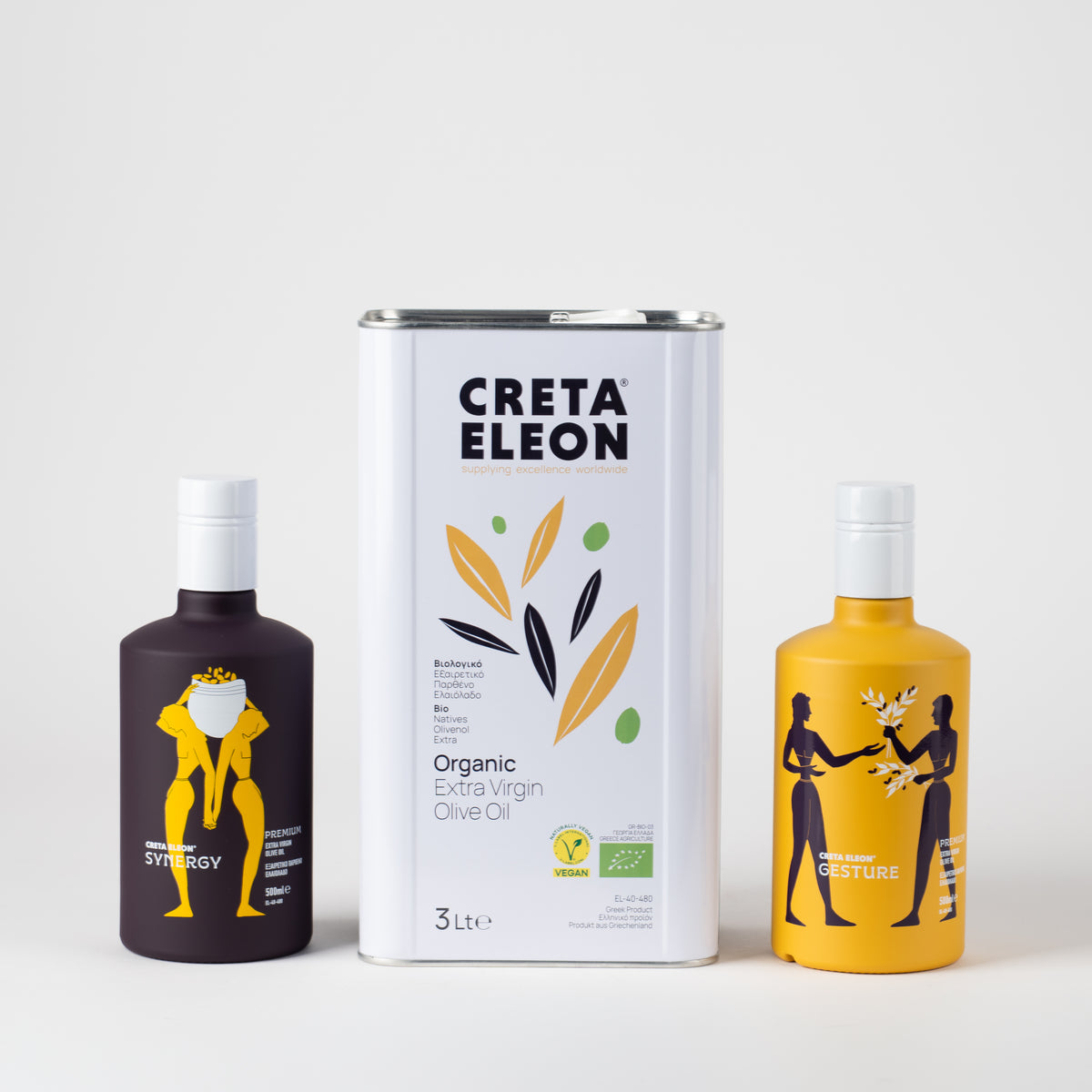 Creta Eleon Olivenöl Set 4 Liter | Bio 3 Liter Kanister | Gesture & Synergy 500 ml