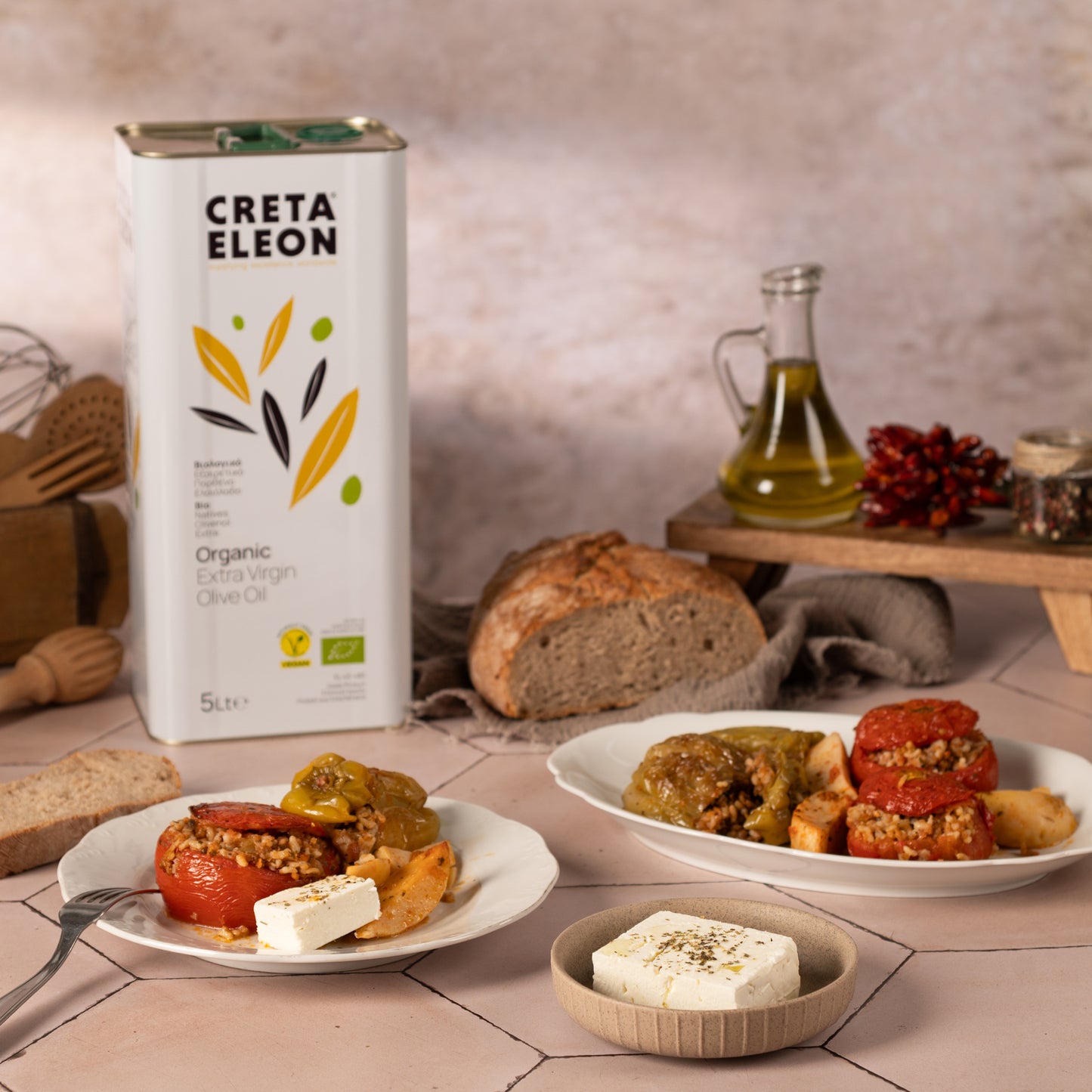 Bio Olivenöl 5L | Creta Eleon | 4er Set | HOCO | Extra Natives Premium | Kaltgepresst aus Kreta | Kanister