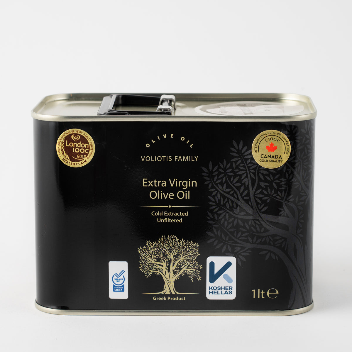 Voliotis Natives Olivenöl Extra 1L – Schwarze Edition Kanister | Premium aus Griechenland Kaltgepresst