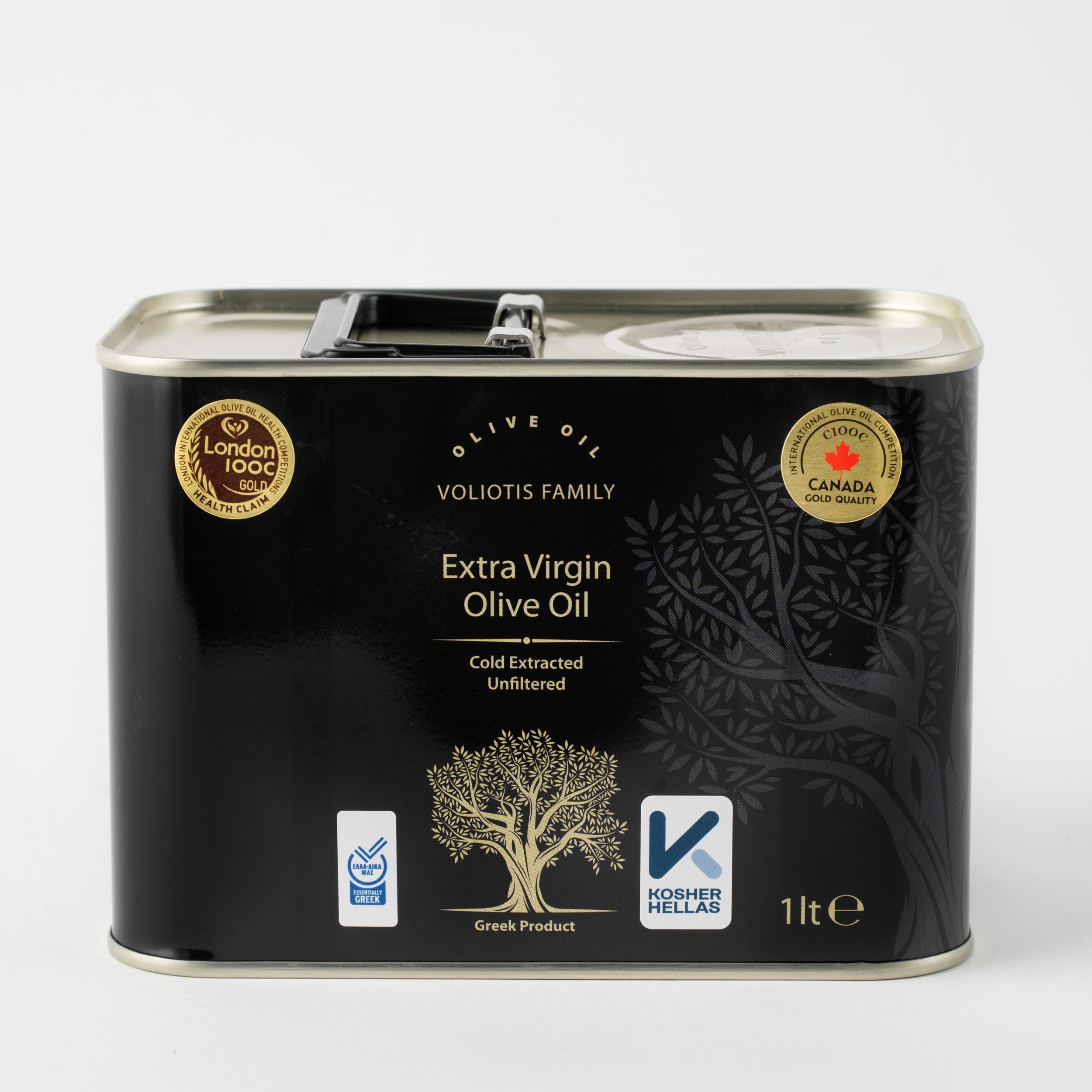 Olivenöl 1 Liter Kanister Voliotis Schwarze Edition in Geschenktüte