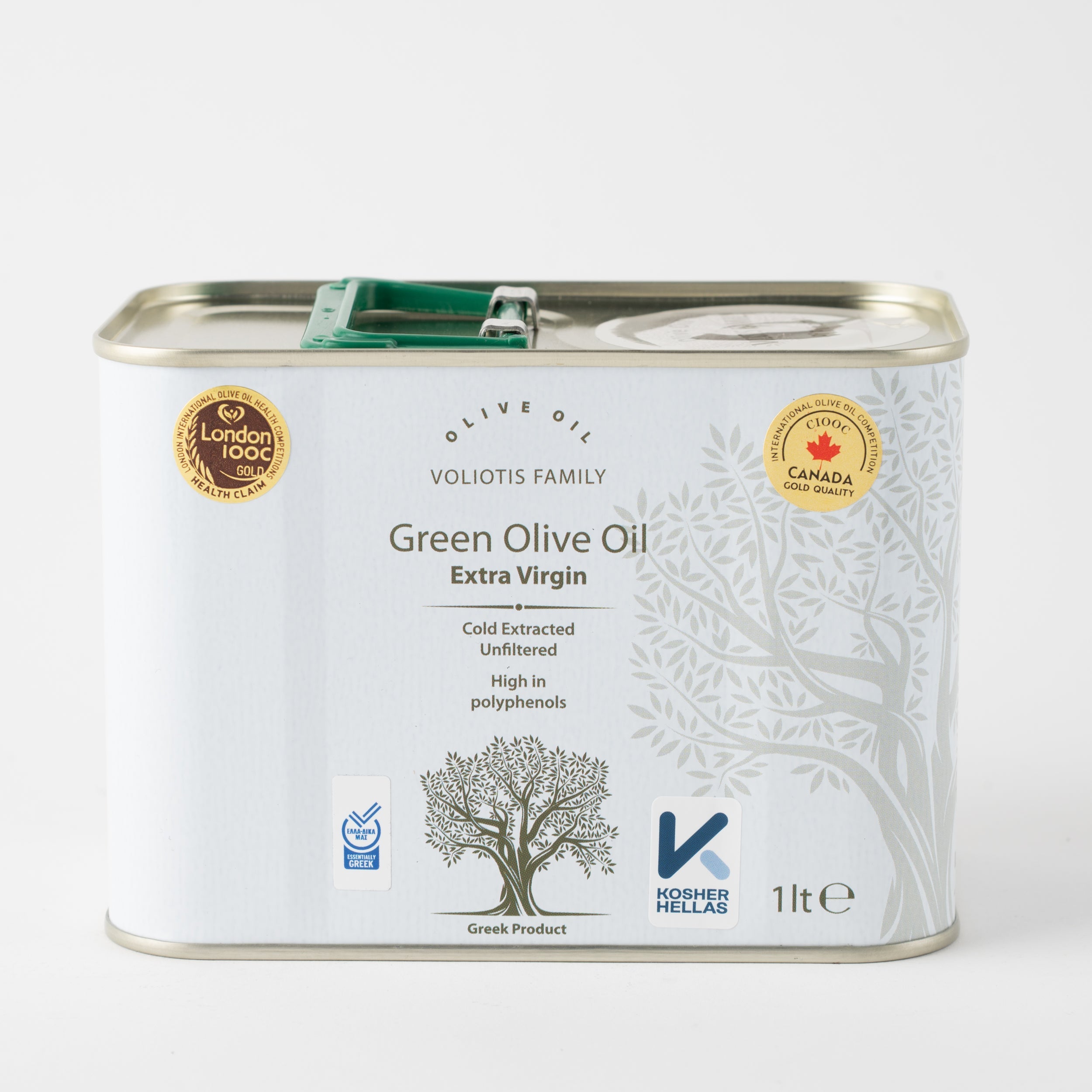 Frühernte Olivenöl 1 Liter Kanister Voliotis Weiße Edition in Geschenktüte