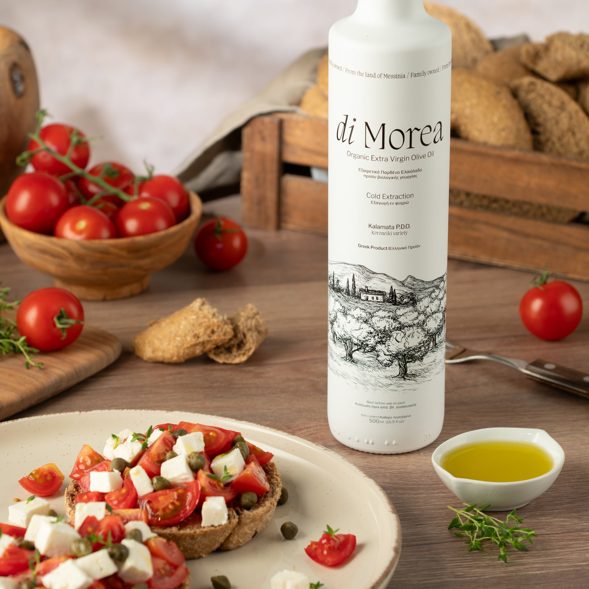 Bio Olivenöl Geschenkbox 500ml Di Morea PDO Kalamata Weiße Edition
