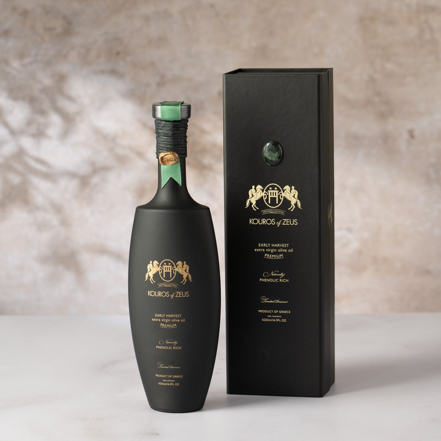 Olivenöl Geschenkset 500ml: Kouros of Zeus Limited Edition mit Krokean Stein