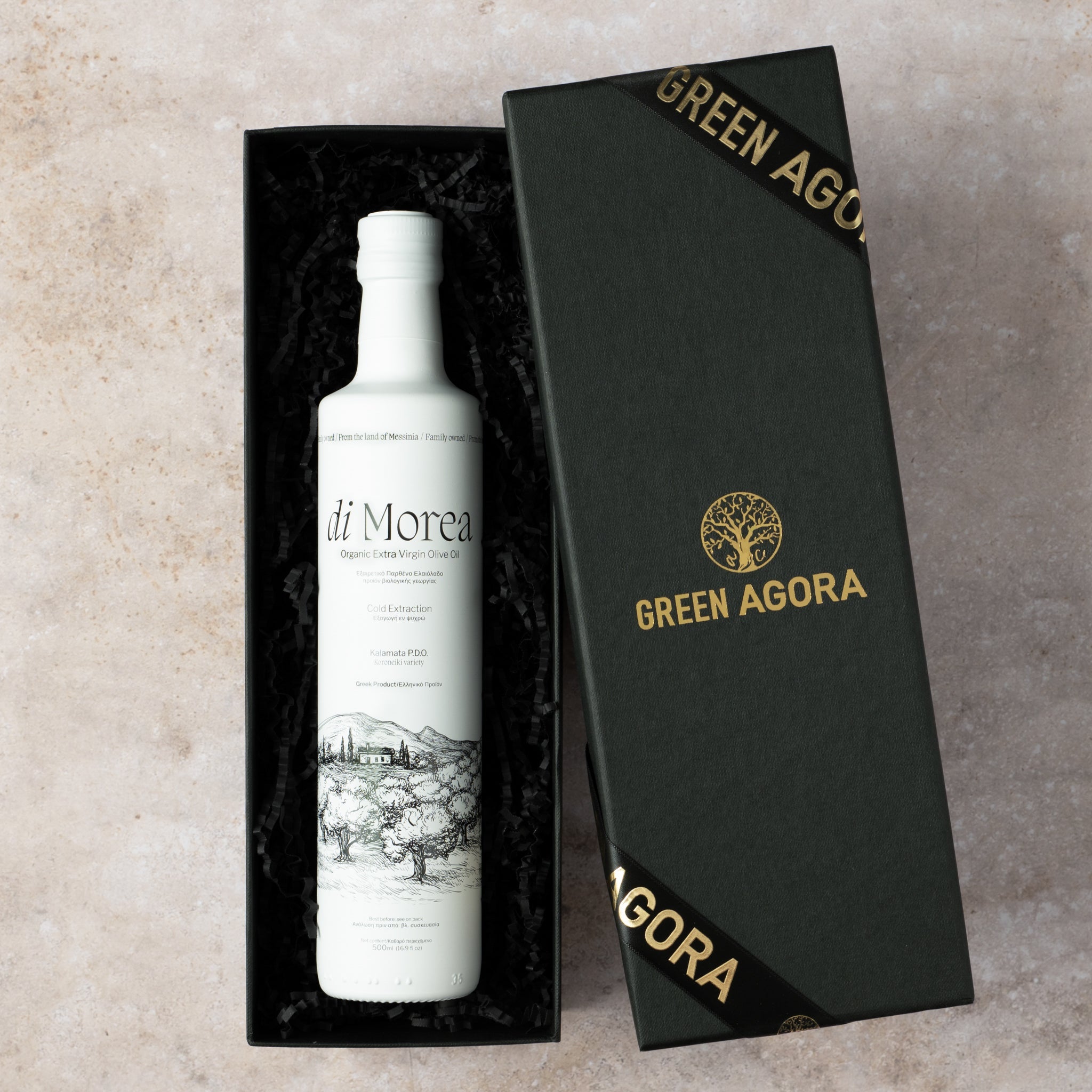 Bio Olivenöl Geschenkbox 500ml Di Morea PDO Kalamata Weiße Edition