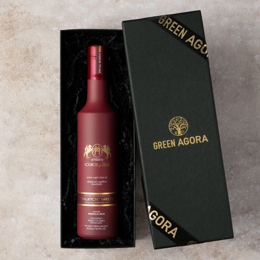 Kouros of Zeus Natives Olivenöl Extra Frühernte 500ml Flasche in edler Box