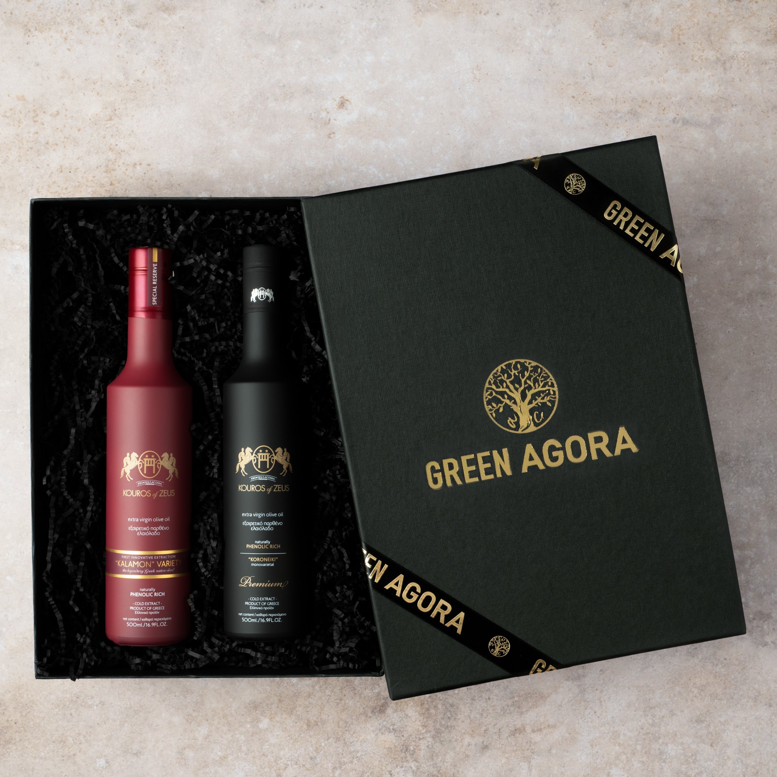 Olivenöl Geschenkbox | Kouros of Zeus Macht der Natur | 2x500ml Set