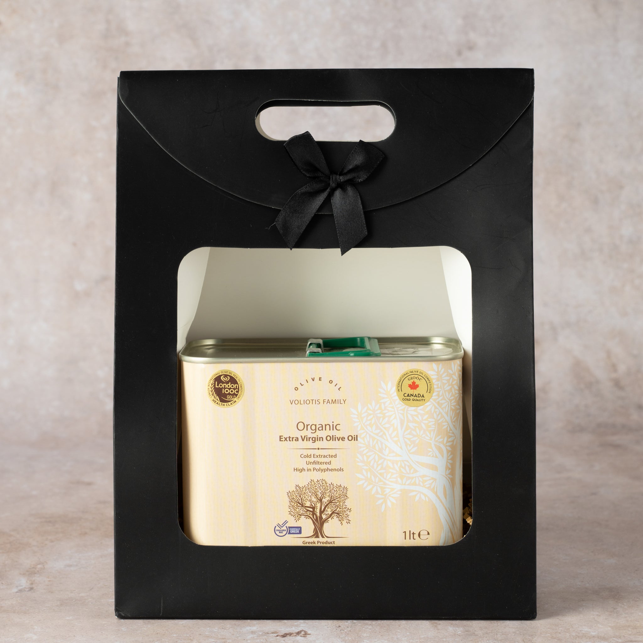 Bio Olivenöl 1 Liter Kanister Voliotis Beige Edition in Geschenktüte