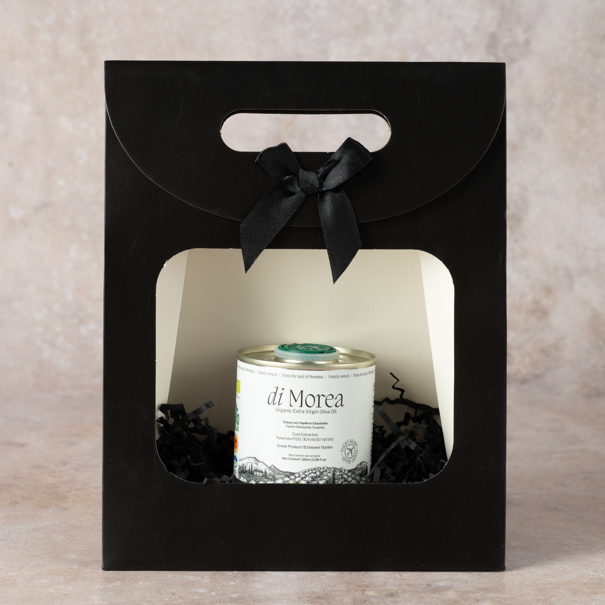 Bio Olivenöl Geschenktüte 100ml Dose Di Morea PDO Kalamata Weiße Edition
