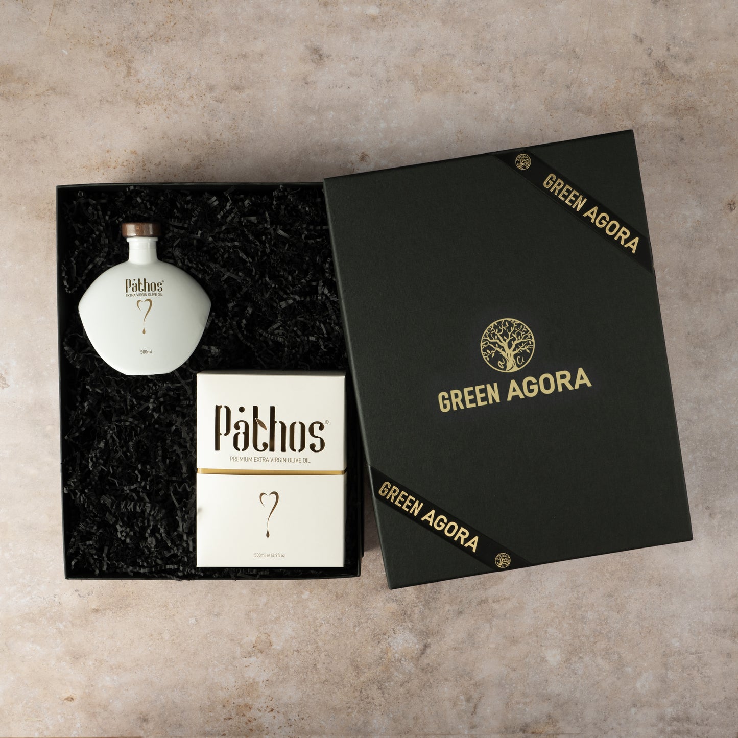 Pathos Premium Natives Olivenöl Extra 500ml Flasche in edler Box