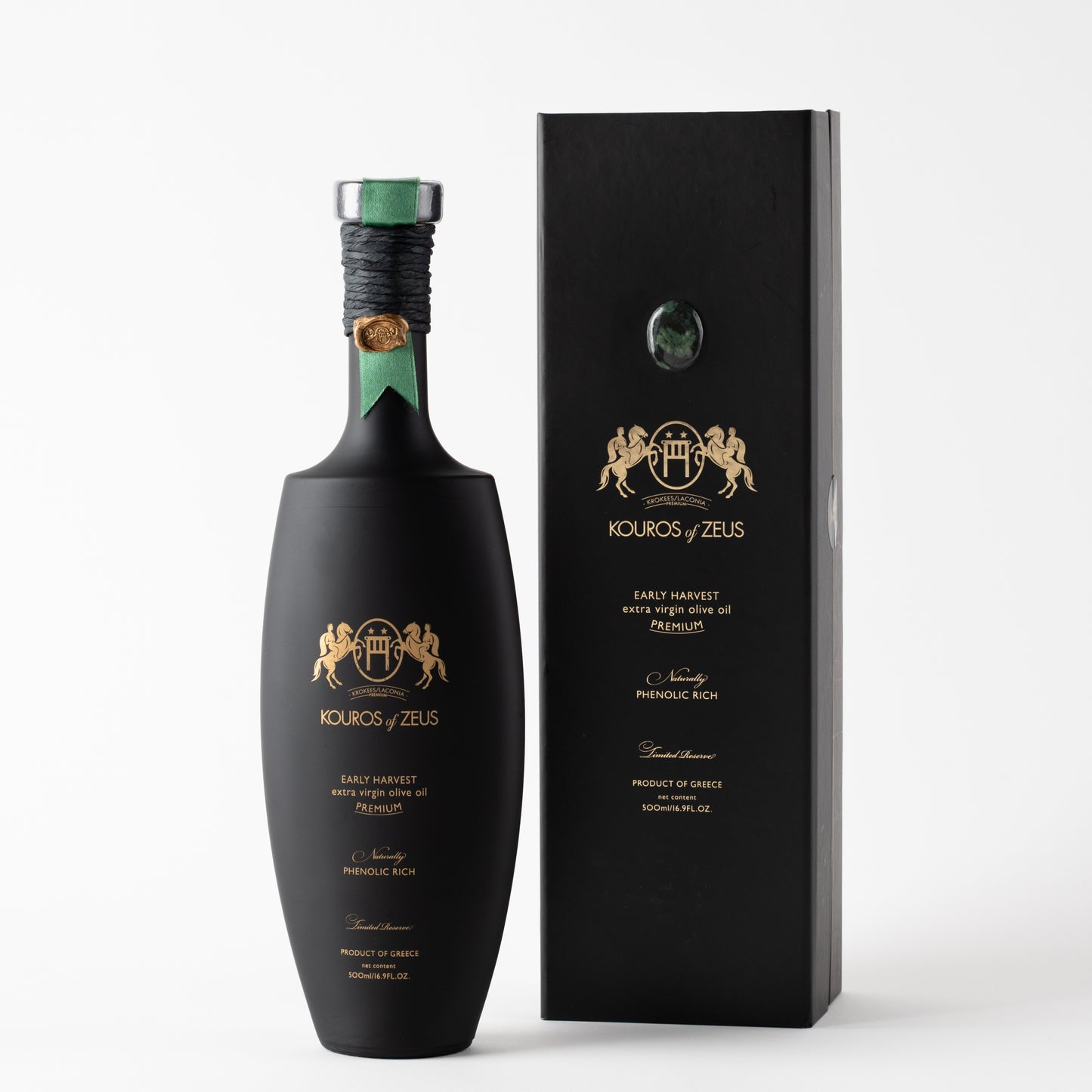 Kouros of Zeus Natives Olivenöl Extra Frühernte Limited Edition 500ml Flasche in Schatulle mit Krokean Stein in edler Box