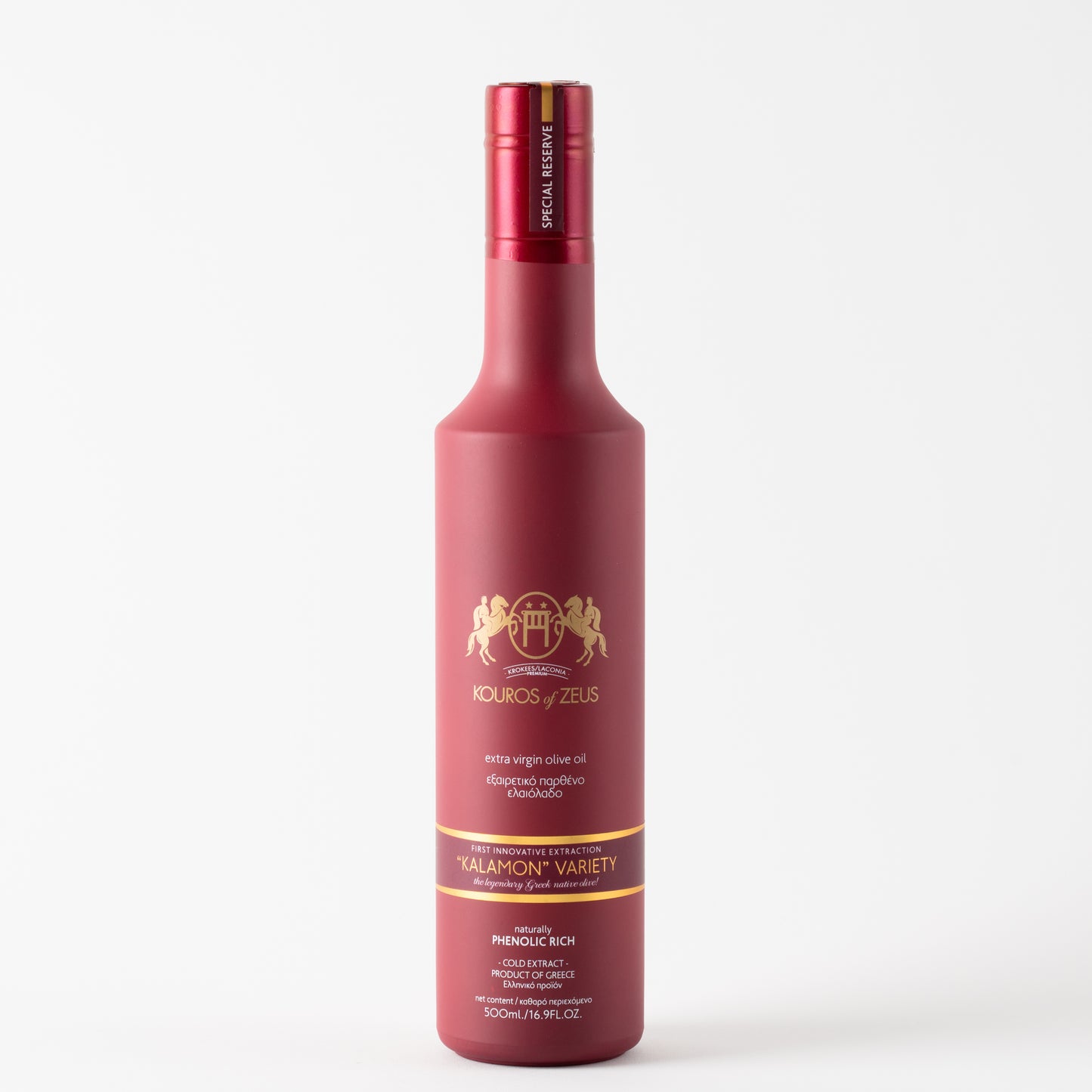 Kouros of Zeus Kalomon Extra Natives Olivenöl,Peloponnes 500 ml, Rote Flasche,Premiumqualität inkl. Versand