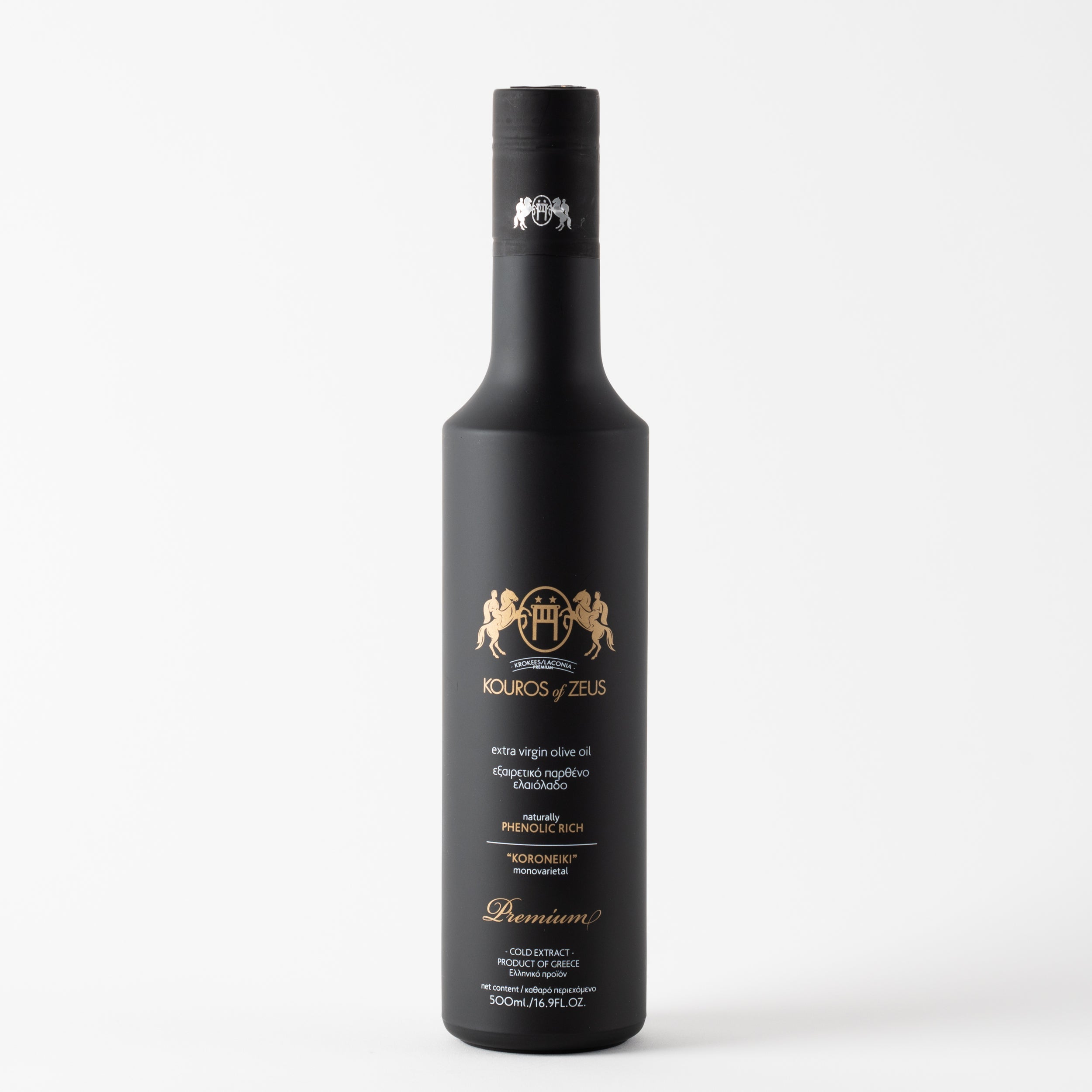Olivenöl Exklusive Schwarze Edition 500ml | Kouros of Zeus | HOCO Oleocanthal | Koroneiki mit reichem Polyphenolprofil