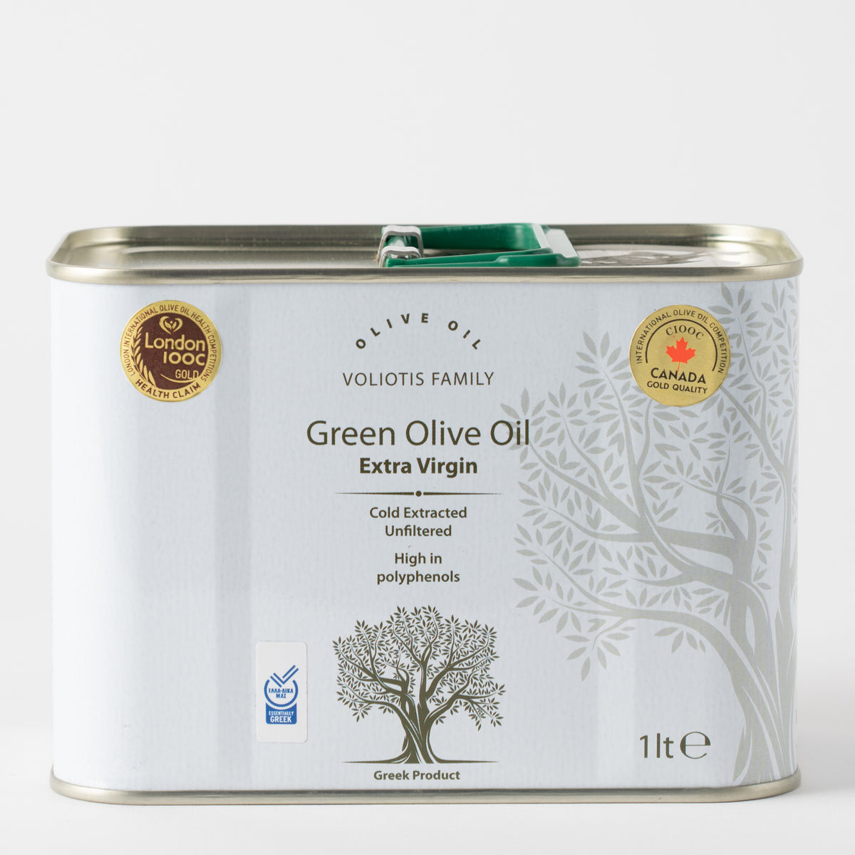 Voliotis Olivenöl Extra Nativ 1 L – Frühernte Weiße Edition Kanister aus Griechenland