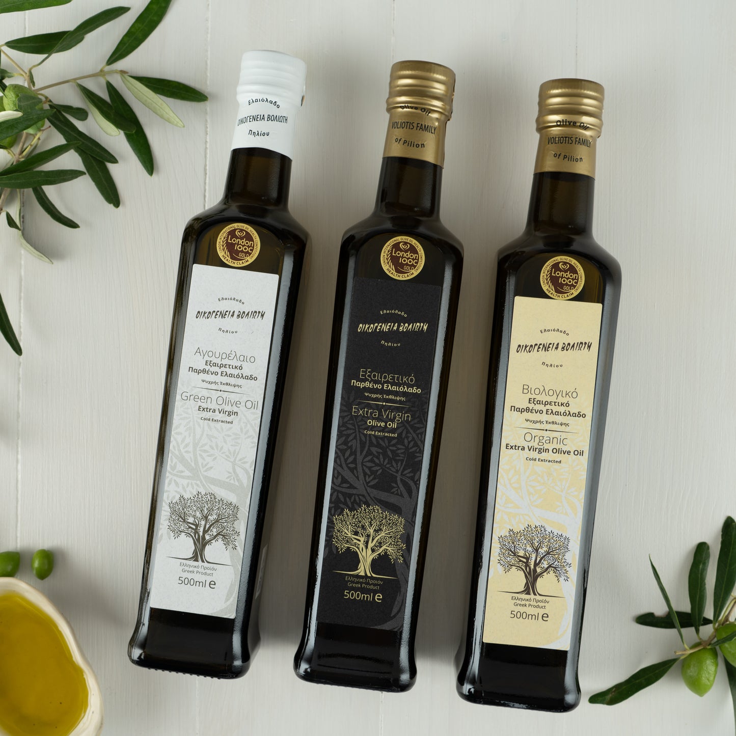 Olivenöl Set | 3x500ml | Voliotis  Bio | Frühernte & Extra Nativ | Gourmet Kollektion