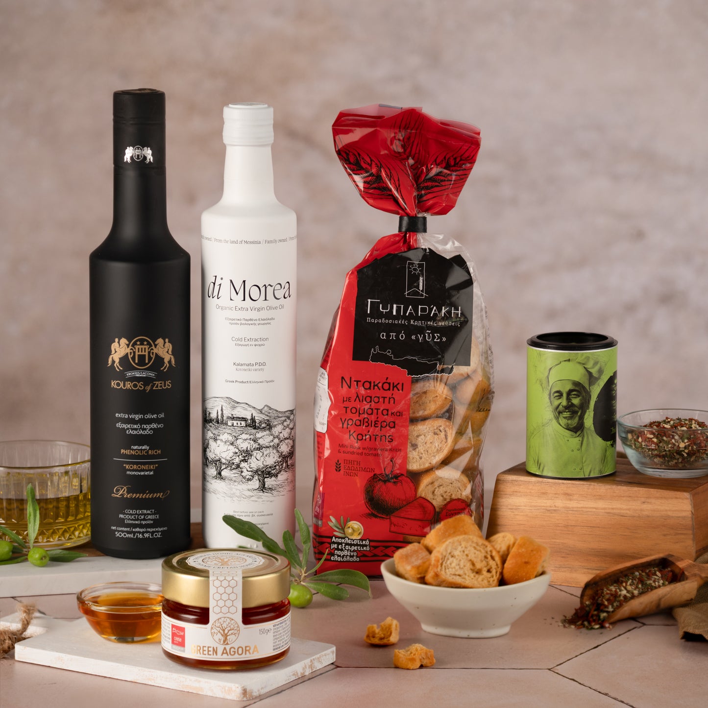 Olivenöl Geschenkbox | Raffinesse Set mit Feinkost | 5-teilig