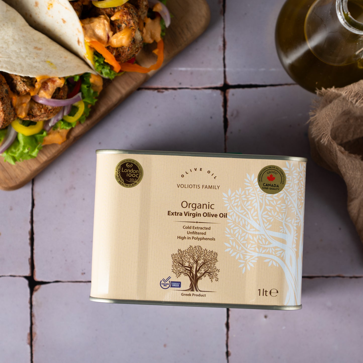 Voliotis Natives Olivenöl Extra BIO 1L Kanister in Geschenktüte